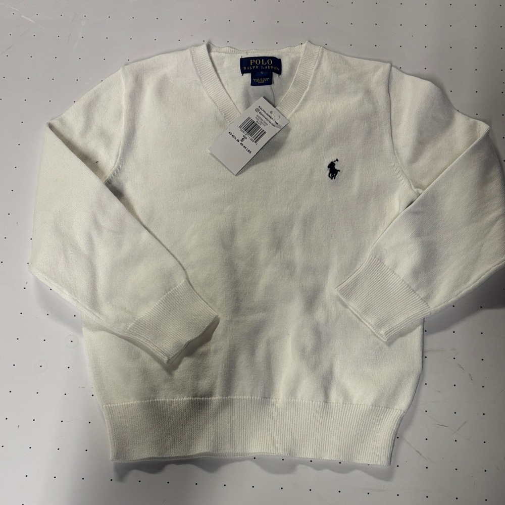 Polo by Ralph Lauren Boys V-Neck Sweater in Cream NWT sz 5